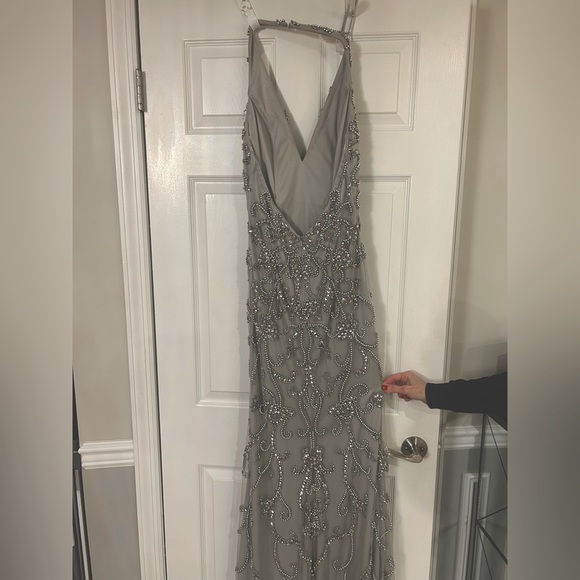 Terani Couture Silver Prom Dress - Picture 7 of 9